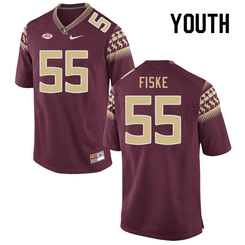 Youth #55 Braden Fiske Florida State Seminoles College Football Jerseys Stitched-Garnet - Click Image to Close